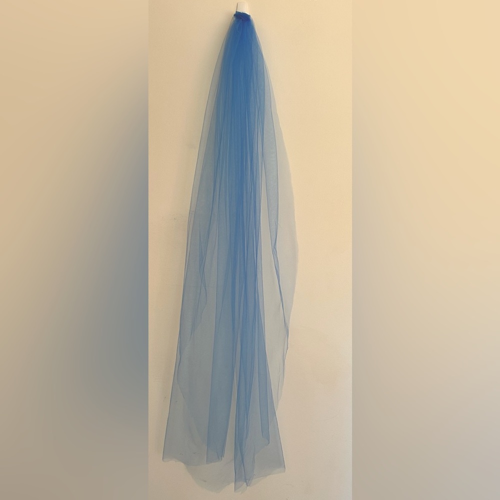 Blue Sheer Veil Round Cut with Comb Light Blue Veil Colored Veil